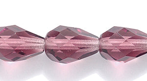 46FC297R: CZ Faceted Drop Trans MED Amethyst 7x10mm-25PC