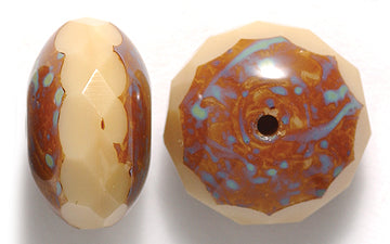 81FR151-54R: CZ Faceted Rondelle Opaque Tan Stone 17mm-5PC