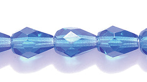 44FC275R: CZ Faceted Drop Trans MED Sapphire 6x8mm-50PC