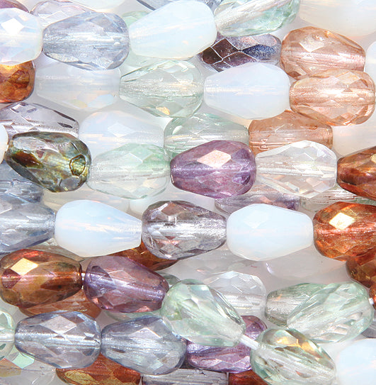 47FC099R: CZ Faceted Drop Crystal Mix 7x10mm-40PC