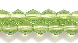 84FC282R: CZ Faceted Diamond Trans LT Green 5mm-100PC