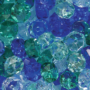 70FC9059R: Faceted Disc Sapphire/cobalt/LT Emerald Mix-50PC