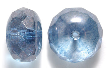 81FR064R: CZ Faceted Rondelle Aqua Picasso 17mm Loose-5PC