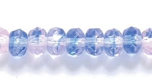 73FR5279R: CZ Faceted Rondelle 2 Tone Blue/pink 3x5mm-25PC