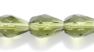 46FC283-1R: CZ Faceted Drop Trans Olive 7x10mm-25PC