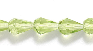 42FC281-2R: CZ Faceted Drop Trans Pale LT Peridot 5x7mm-50PC