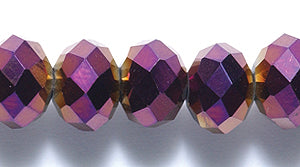 75CD899: Crystal Round Rondelle Metallic Purple 6x8mm 70