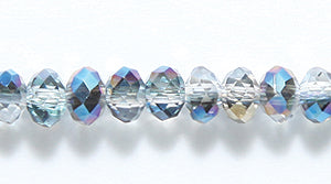 71CD506: Crystal Round Rondelle Blue AB 3x4mm 1STR