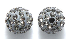 10RS205-E: Polymer Bead Grey R/S Pave 10mm -3PC