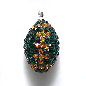 20RS286-C: Polymer Charm Football Emerald/light Topaz 20 - 1 Piece