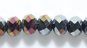 73CD309-AB: Crystal Round Rondelle Hematite AB 4x6mm 1STR