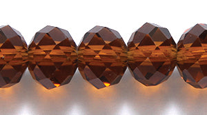 75CD255-D: Crystal Rondelle Medium Dark Topaz 6x8mm A A A 1STR