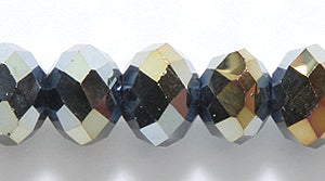 75CD309-AB: Crystal Faceted Rondelle Hematite AB 6x8mm 1STR