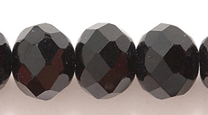 77CD109: China Cut Crystal Round Rondelle Black 8x10mm 1 String