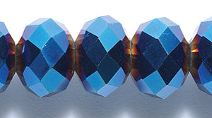 77CD878: Crystal Round Rondelle Metallic Blue 8x10mm 50