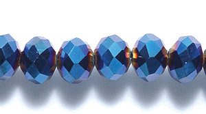 73CD878: Crystal Round Rondelle Metallic Blue 4x6mm 1STR