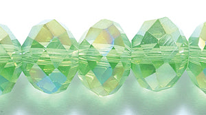 77CD582: Crystal Round Rondelle Green AB 8x10mm 50