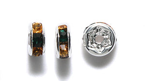 76RS286: Poly Rondelle Emerald/light Topaz 6mm