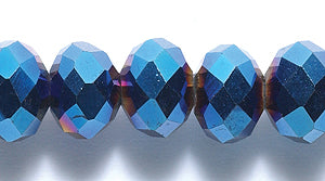 75CD878: Crystal Round Rondelle Metallic Blue 6x8mm 66