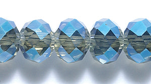 75CD512-76: Crystal Round Rondelle Crystal Blue AB 6x8mm 65