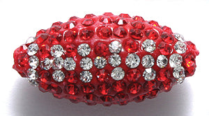 20RS243-E: Polymer Bead Football Ruby Red/crystal 20mm-1PC