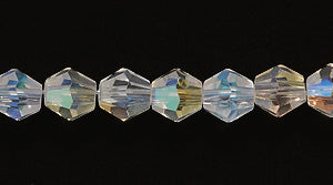 82CD512: Cut CRY Bicone Crystal Half AB A A A 4mm 15-16" STR