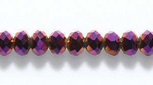 71CD899: Cut CRY RD RNDL MTLC Purple Iris 3x4mm 15-16" STR