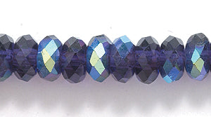 73CD599: Crystal Round Rondelle Deep Purple AB 4x6mm 1STR