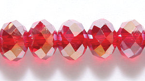 75CD544: Crystal Rondelle Siam AB A A A 6X8MM 16" String