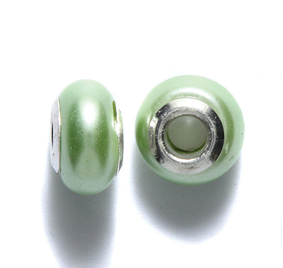 75CD682-S: Rondelle Pearl LT Green L/H 13x9mm-5PC