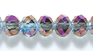 73CD505-78: Cut CRY RD RNDL Grey W/ Purple/Blue AB 4x6mm 15-16" STR