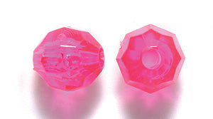 8PF292: PL Round Faceted Trans Hot Pink 8mm