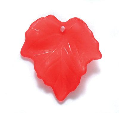 25PL345: Plastic Leaf Charm Red 23x25mm-25PC