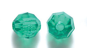 8PF284: PL Round Faceted Trans Christmas Green 8mm