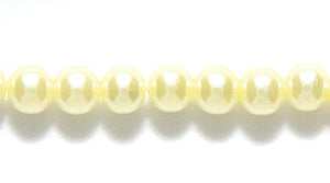 4PR622: Plastic Round Pearl Light Yellow 60 In Strand 4mm