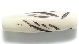 BN275-31: Bone Carved Tube With Branch Design 7x25mm 20 Pieces