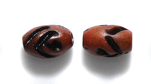 BN385-13: BN385-13 Bone Oval Carved Brown 6x10mm Avg 10PC