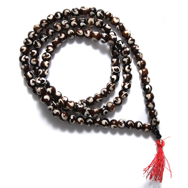 10BN158-M2: 10BN158-M2 Bone Mala DK BRWN/WHT RND 10mm