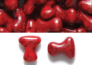 8TE141-74R: CZ Tee Bead Opaque LT Red Lumi Blue 2x8mm-50PC