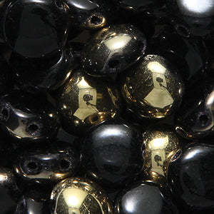 8CA109-51R: CZ Candy 2HOLE Black Half Amber Coated 8mm-50PC