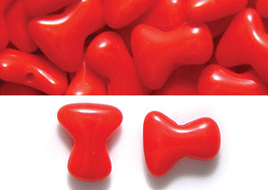 8TE141R: CZ Tee Bead Opaque LT Red 2x8mm-60PC