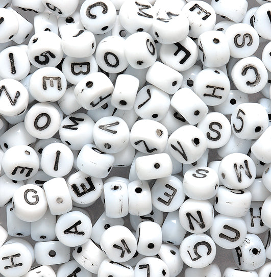 6LB525R: CZ Alphabet Beads Mix 6mm-100PC