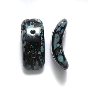 73HM109-52R: CZ Bow 2Hole Marble On Black 3.5x15mm-20PC