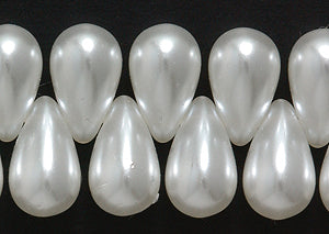 45GP612R: CZ Drop Pearl White Top Hole 6x10mm-25PC