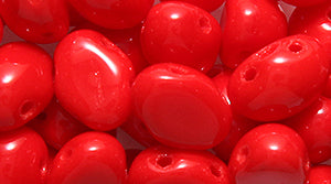 32CA141R: CZ Candy Oval 2HOLE Opaque Red 6x8mm-40PC