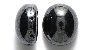 34CA309R: CZ Candy Oval 2Hole Gunmetal 10x12mm-20PC