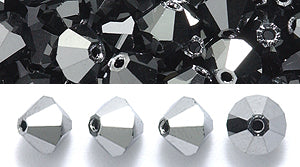 84CC309-F: Preciosa Crystal Dia Jet Hematite 5x5mm-144PC