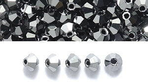 80CC309-F: Preciosa Crystal Dia Full Jet Hematite 3mm-144PC