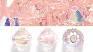 86CC591: Preciosa Crystal Dia Lt Rose AB 6x6mm-72PC