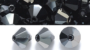 86CC309: Preciosa Crystal Dia Jet Hematite 6x6mm-72PC